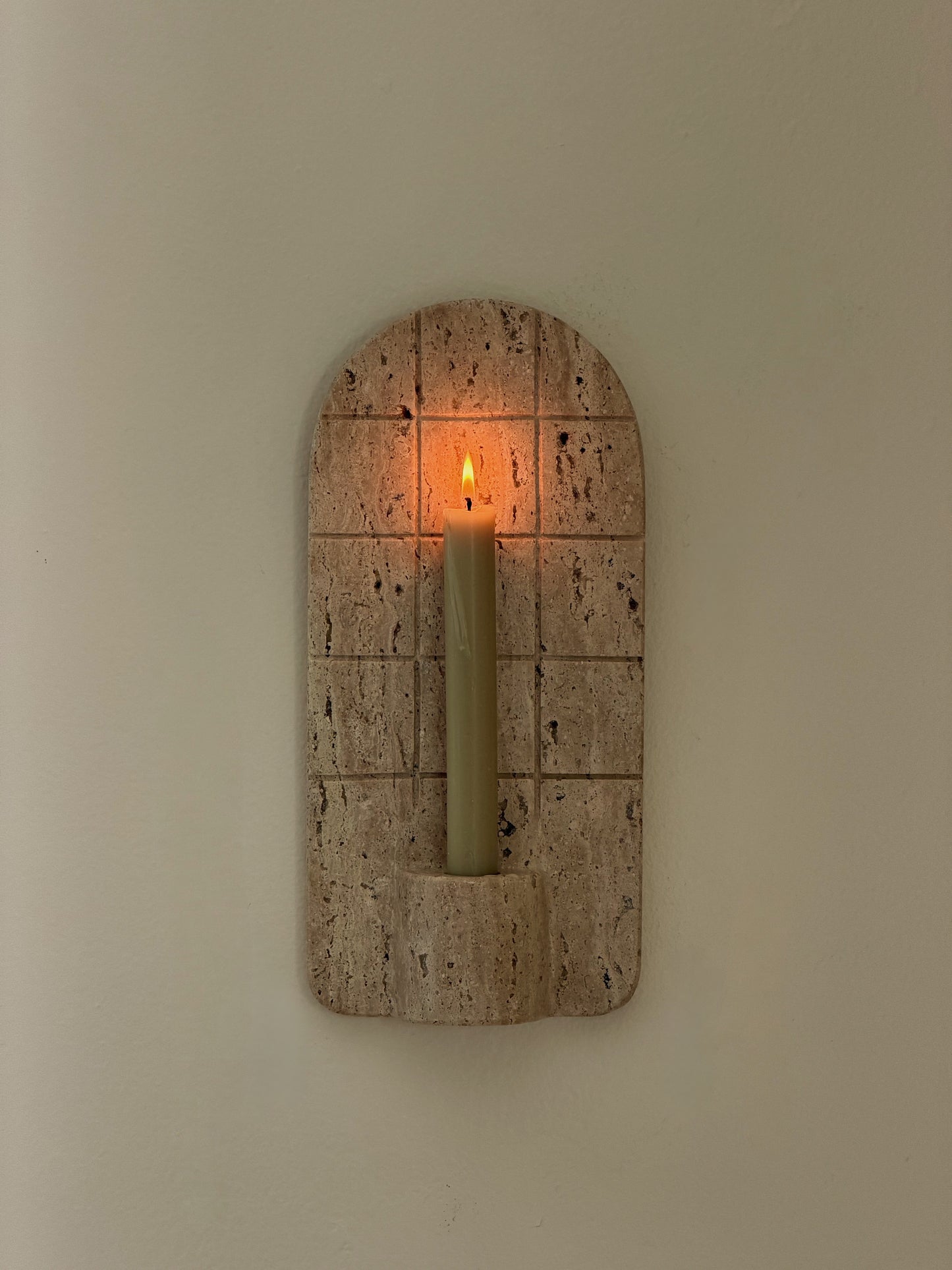 Luna Travertine Candle Sconce