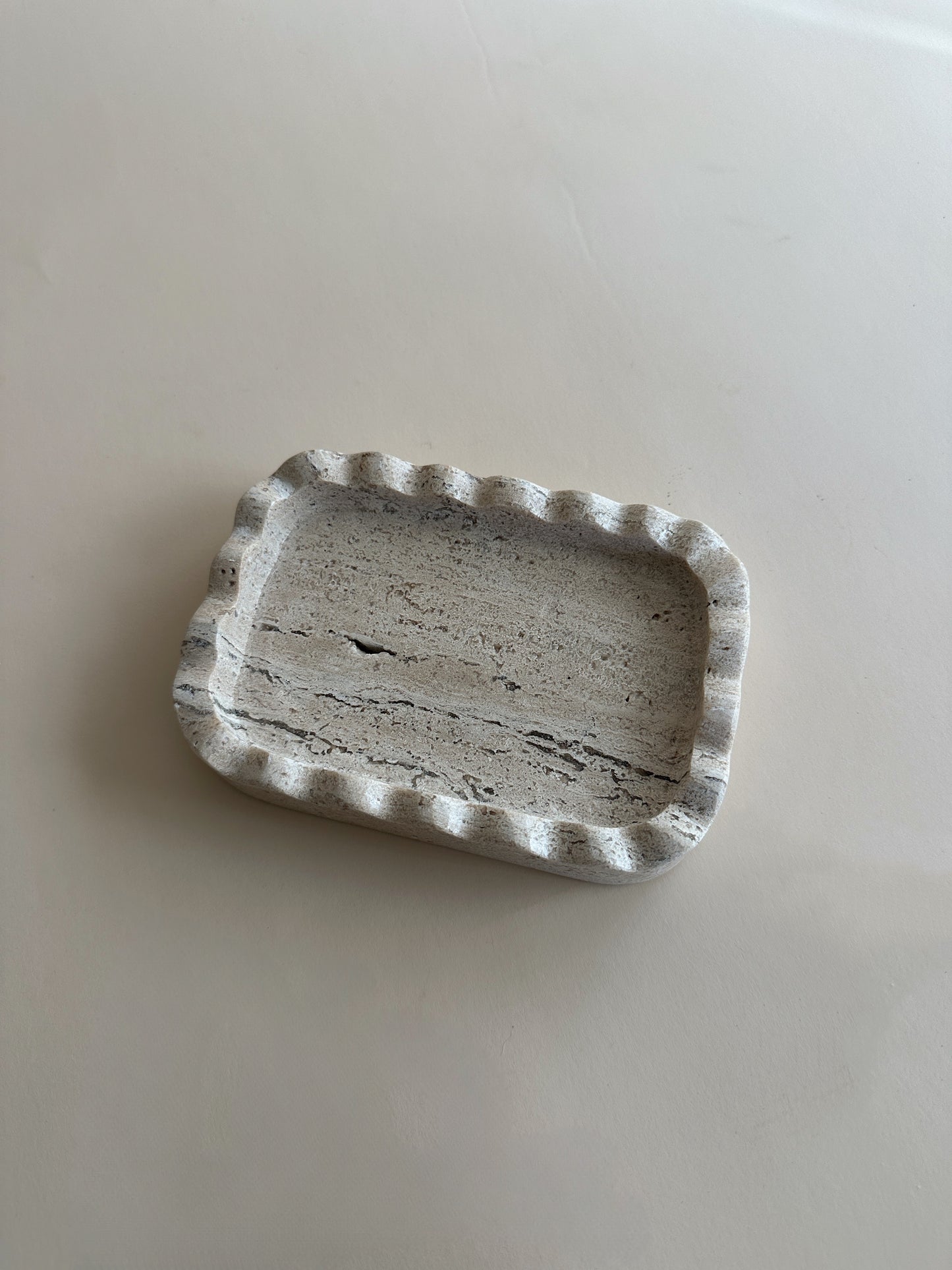 Travertine Scalloped Mini Dish
