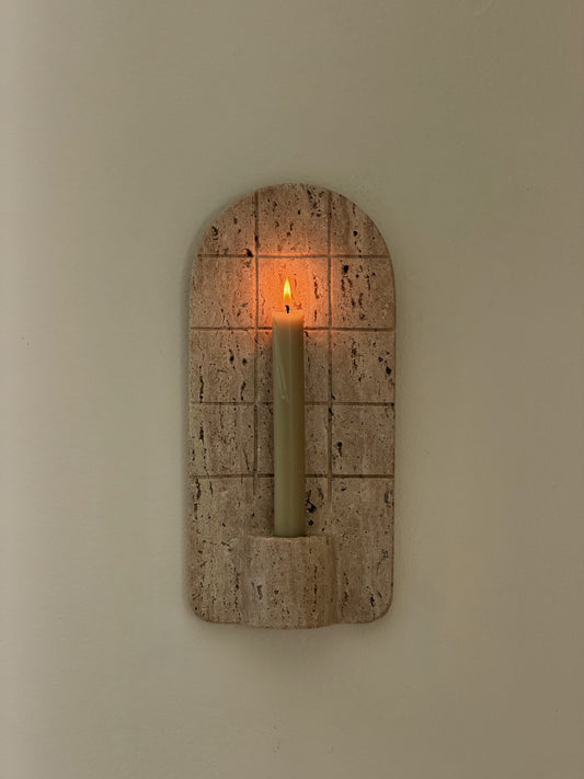 Luna Travertine Candle Sconce