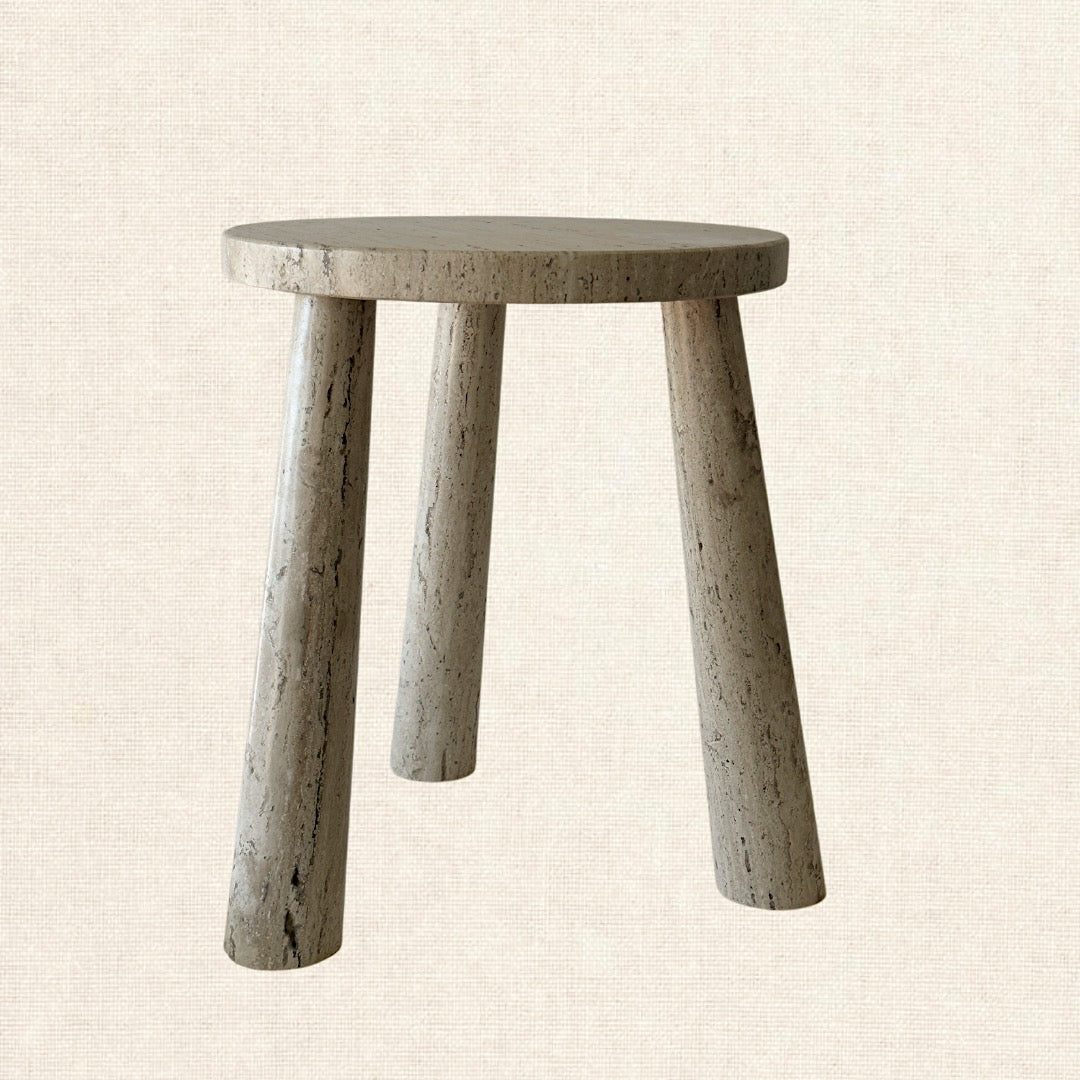 ROUND TRAVERTINE STOOL